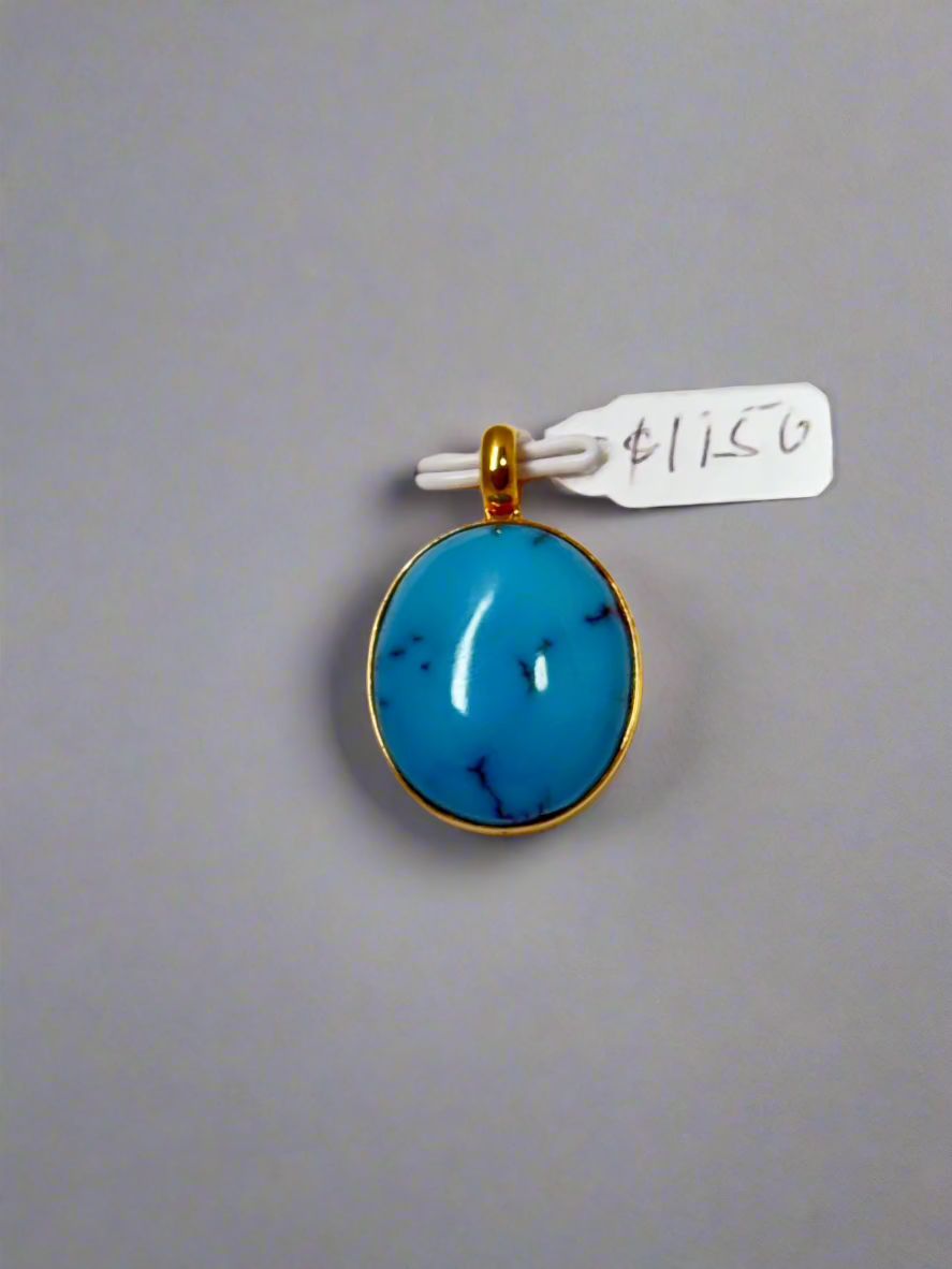 Turquoise pendant with 18k gold