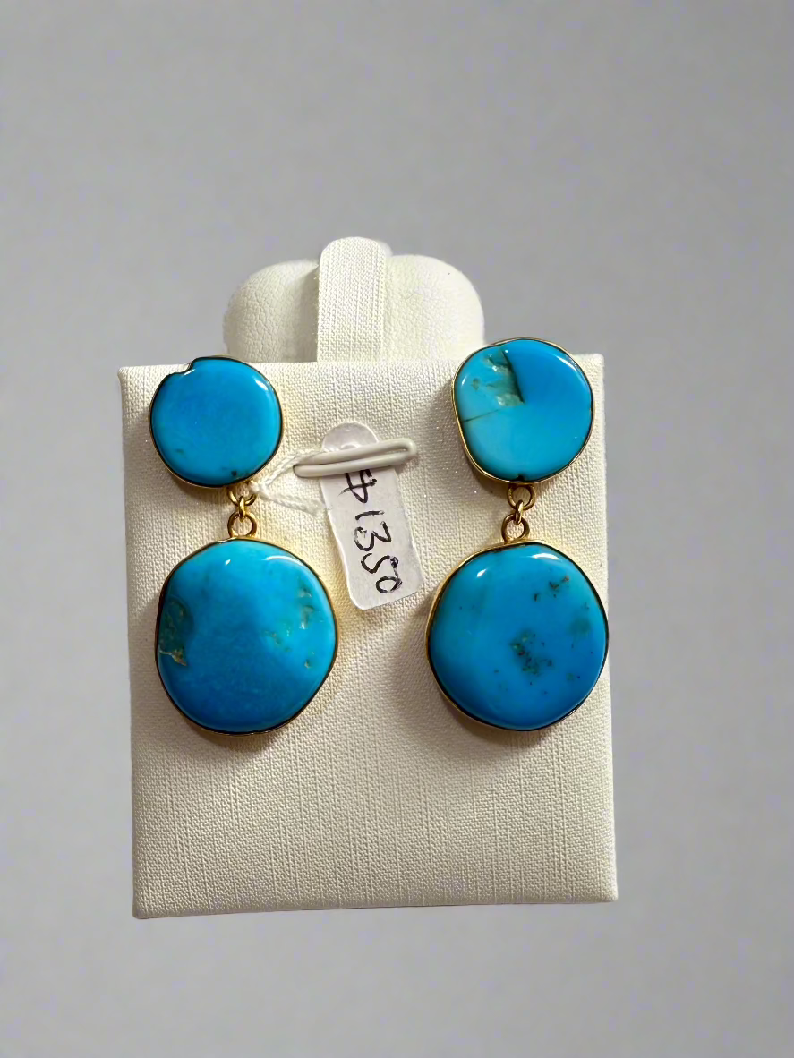 turquoise on 18k gold earring