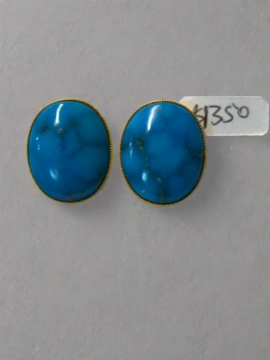 turquoise on 18k gold earring