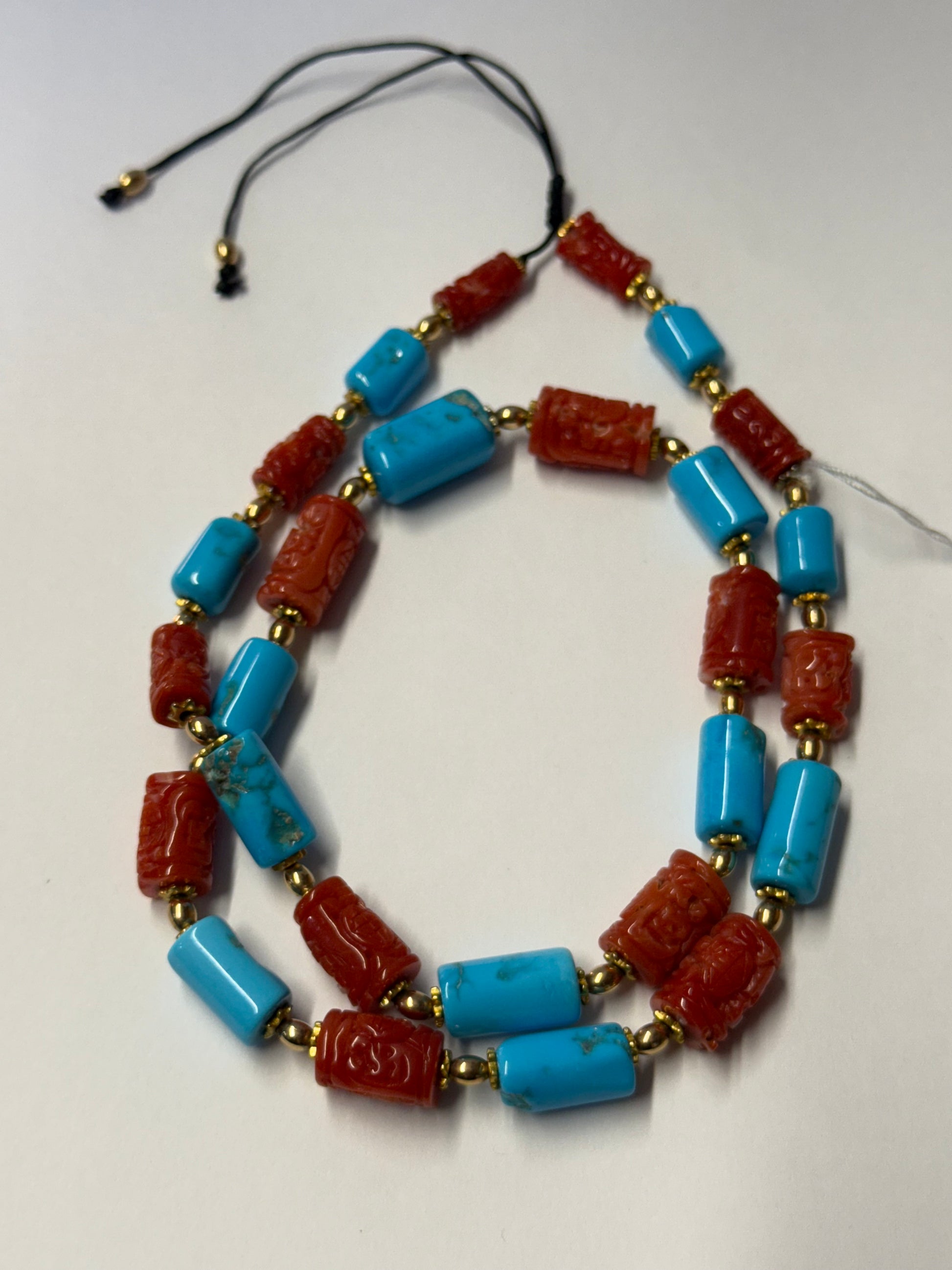 Necklace Turquoise and Coral,Authentic jewelry.