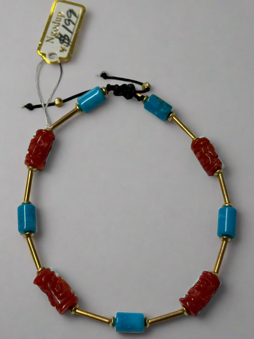 Turquoise n Coral Bracelet.