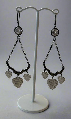 Black silver drop earring
