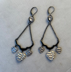 Black silver drop earring