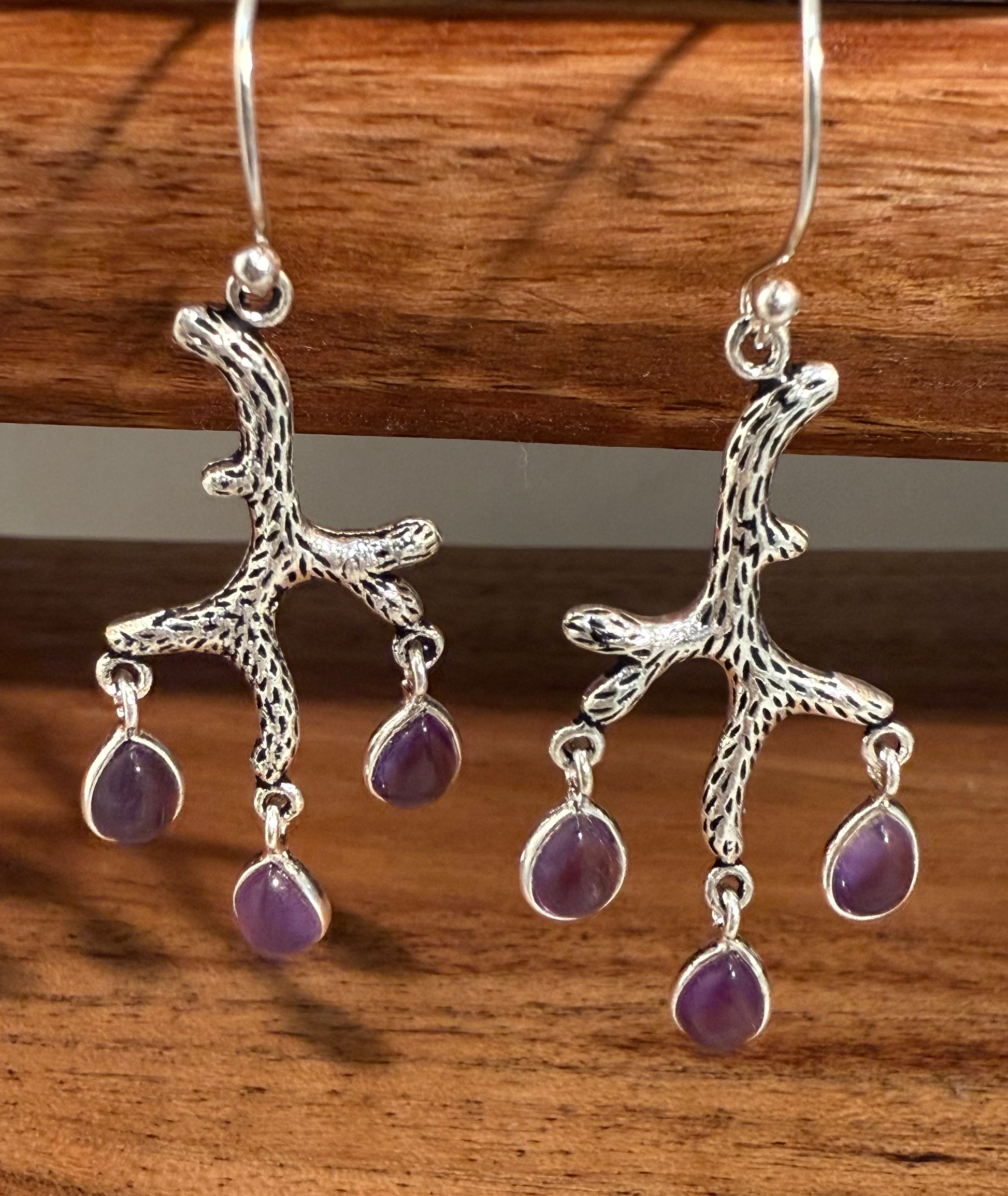 Amethyst branched earring