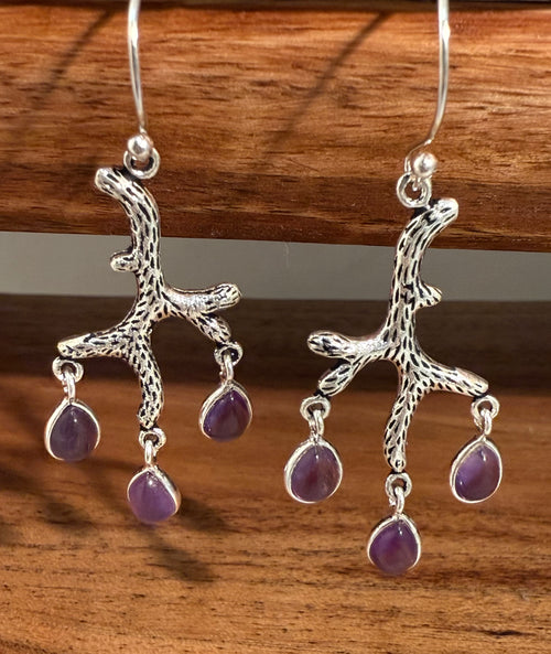 Amethyst branched earring