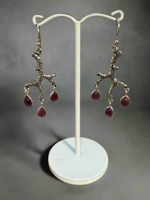Amethyst branched earring