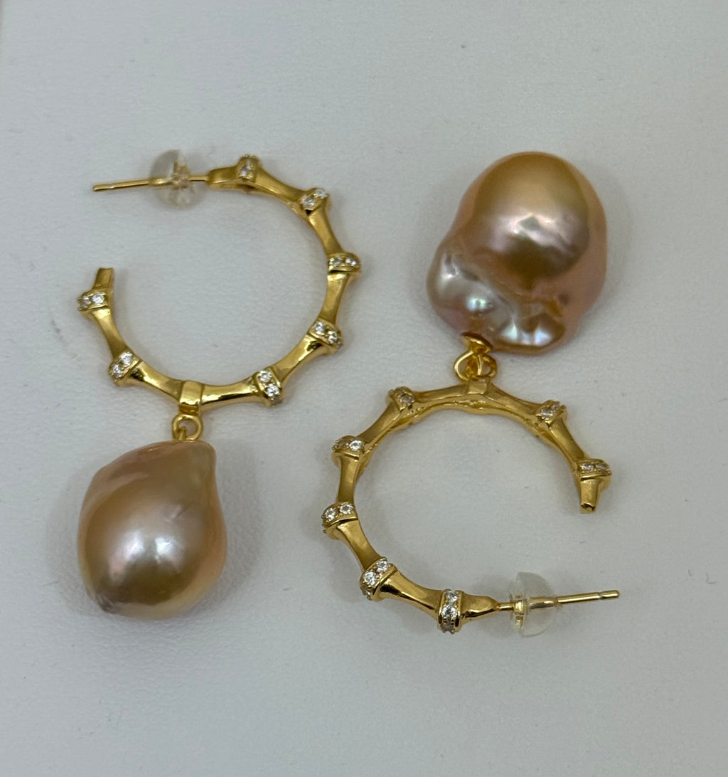 Bamboo shaped hoop earring