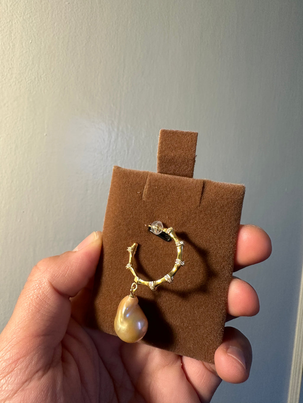 Bamboo shaped hoop earring