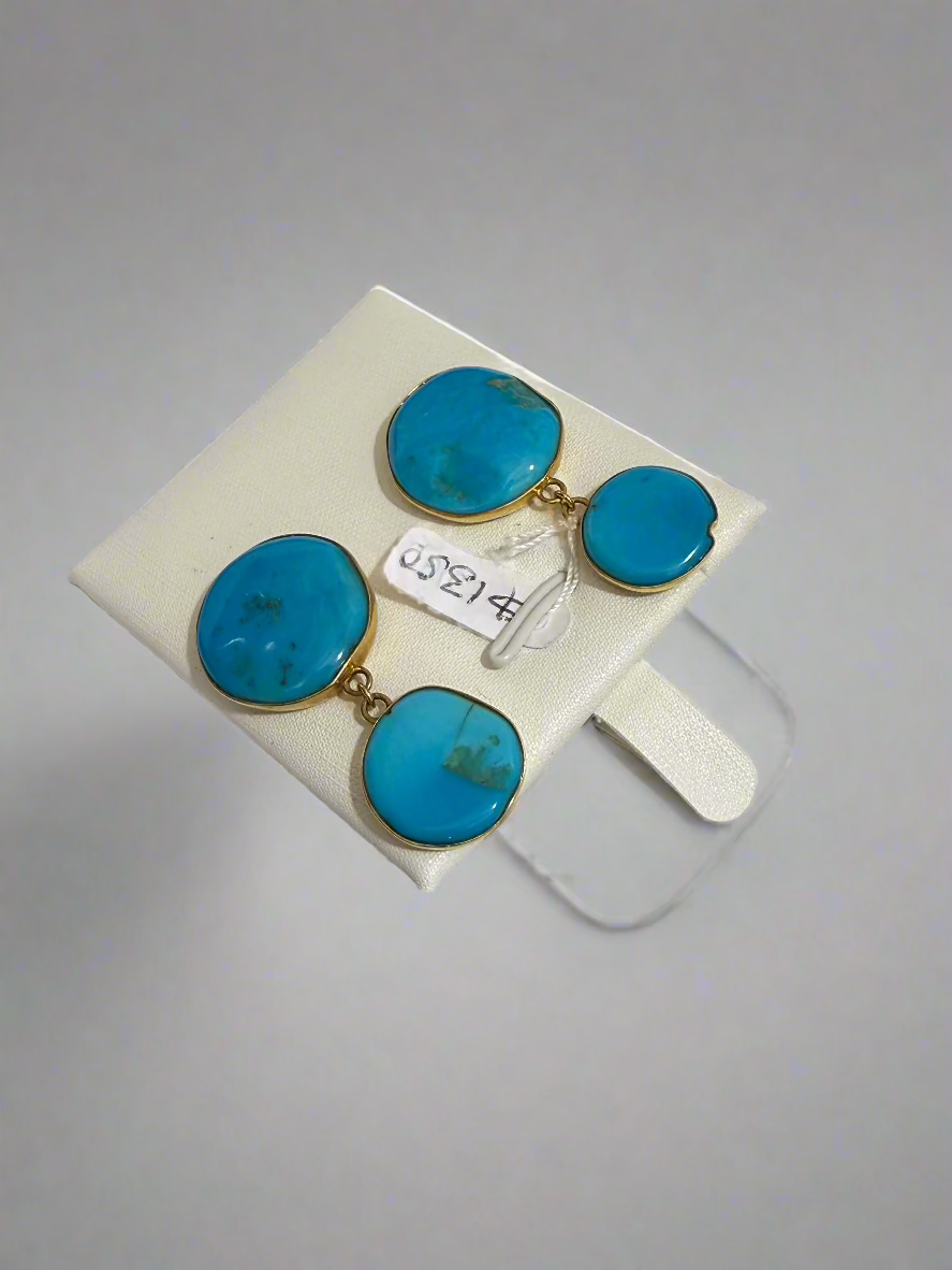 Turquoise on 18 karat gold earring