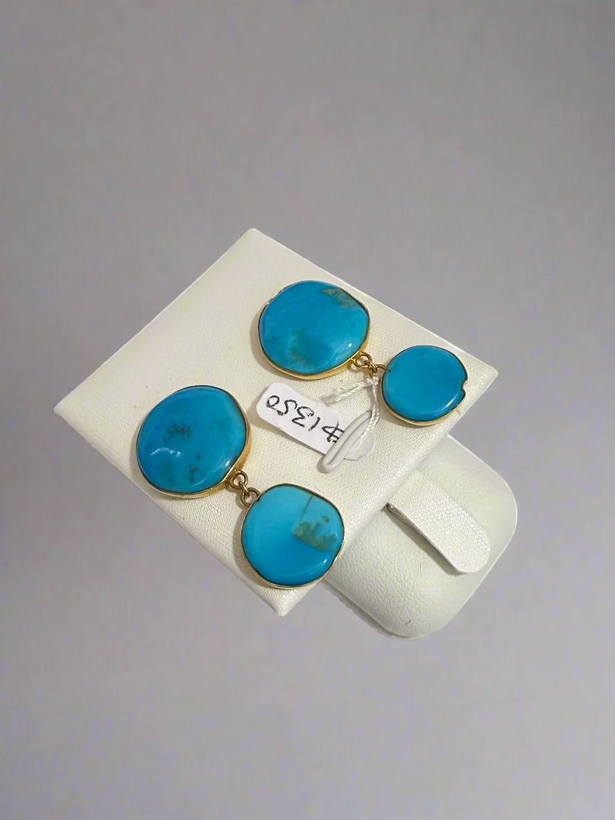 turquoise on 18k gold earring