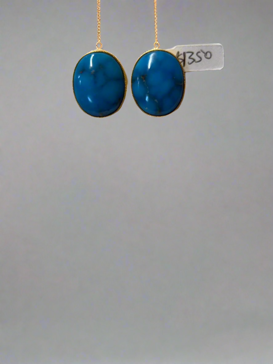 turquoise on 18k gold earring