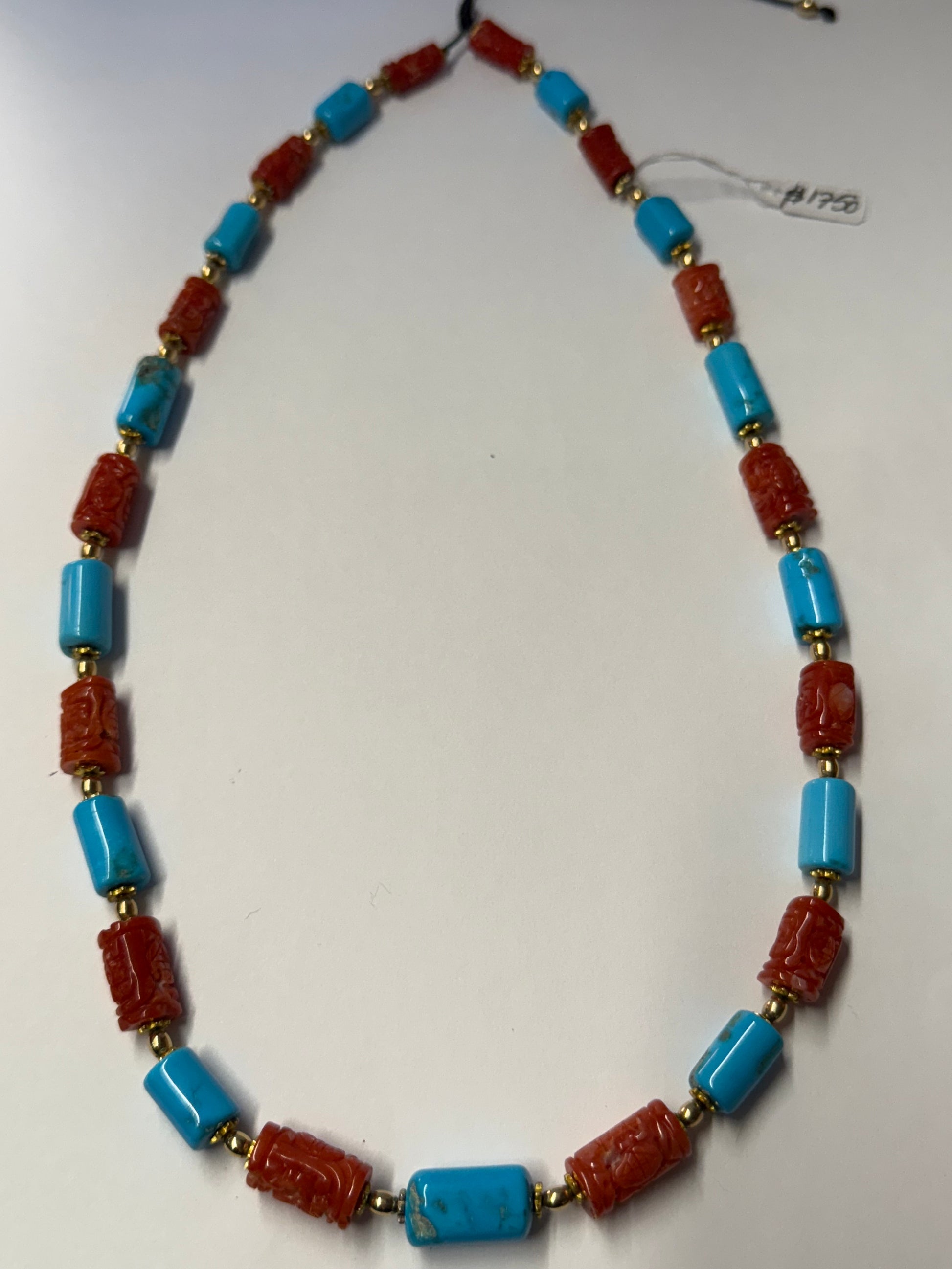 Necklace Turquoise and Coral,Authentic jewelry.