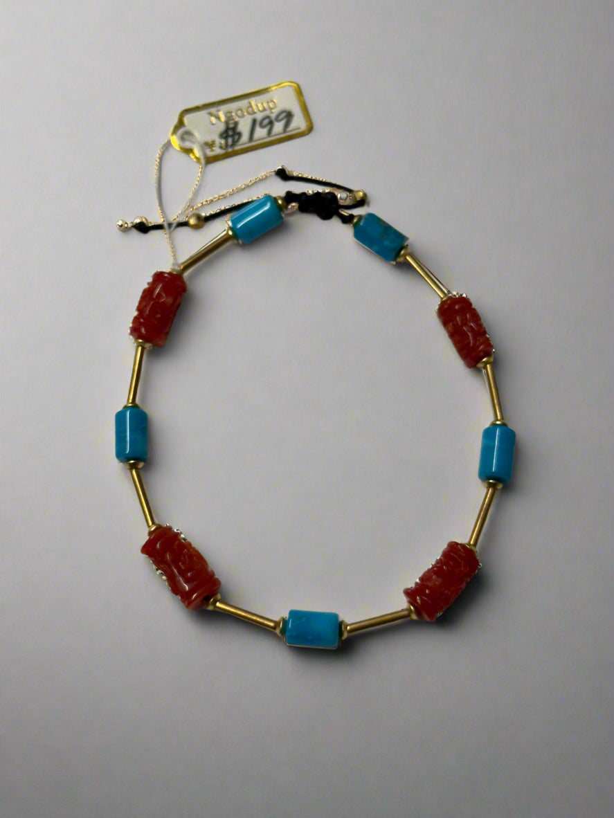 Turquoise n Coral Bracelet.
