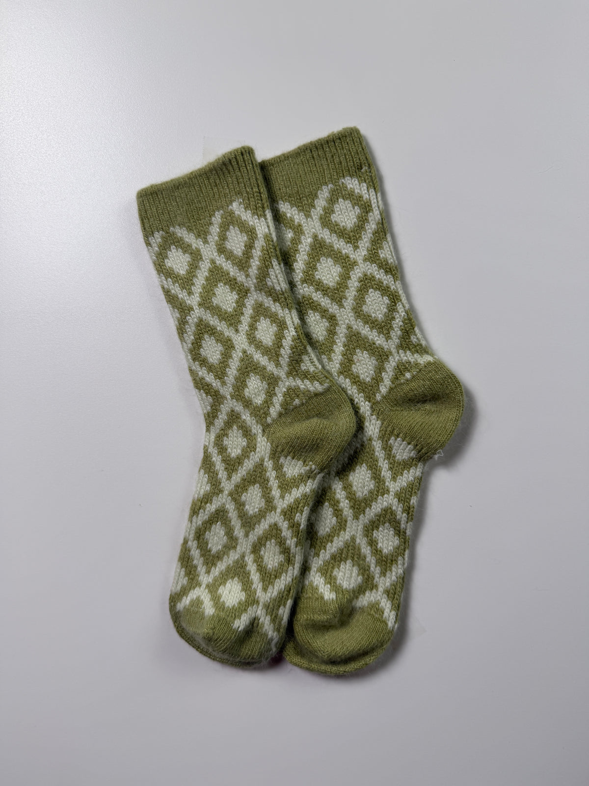 Heritage Diamond Knit Socks — Olive — IMG_8802