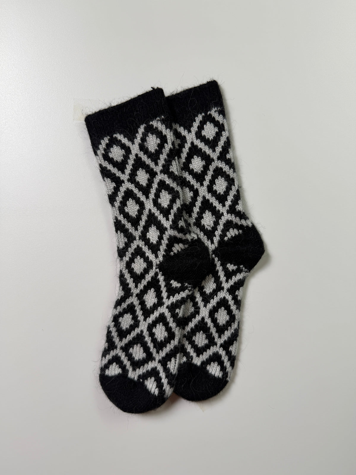 Heritage Diamond Knit Socks — Black — IMG_8804