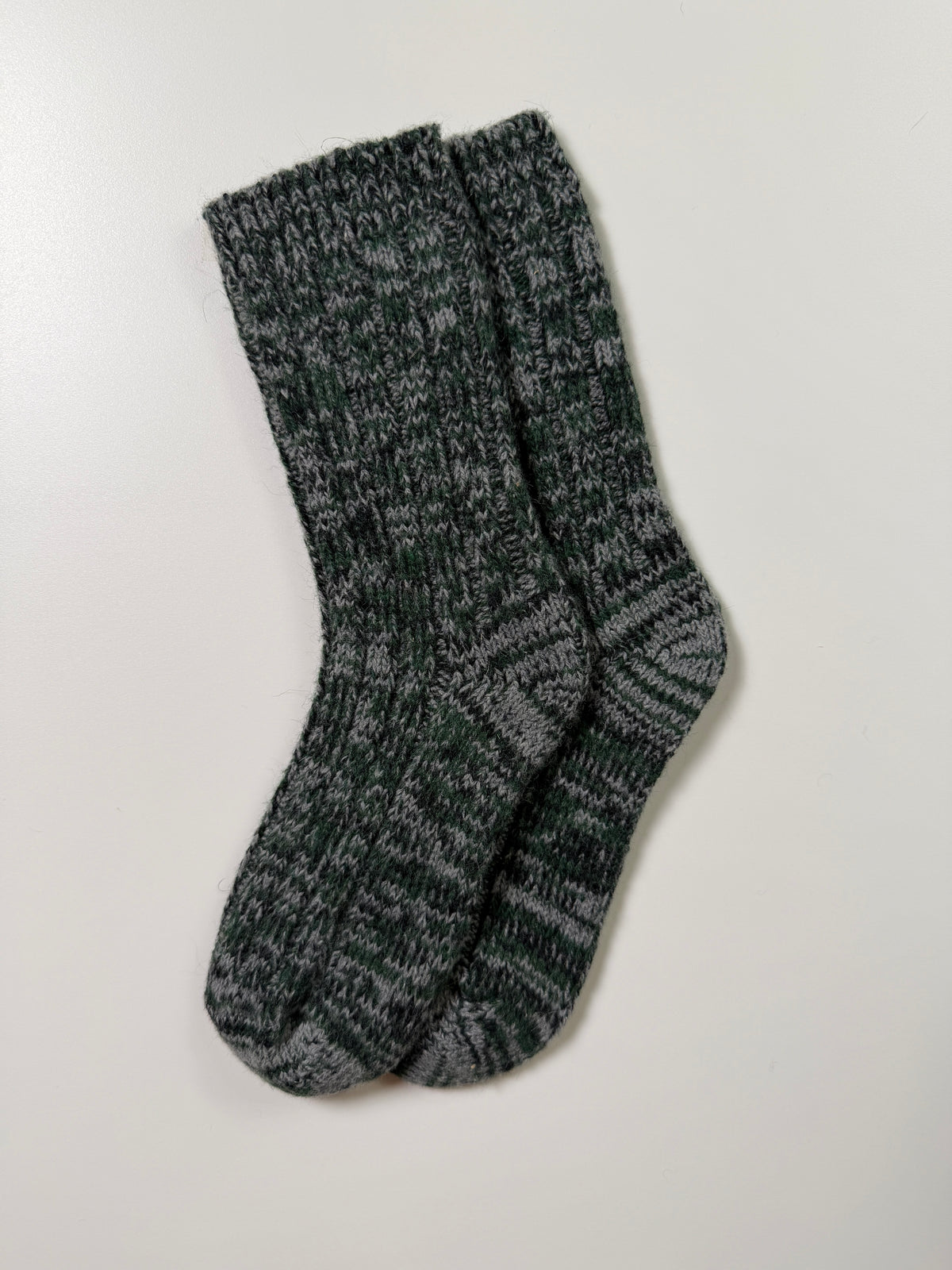 Marled Knit Socks — Green Marled — IMG_8834