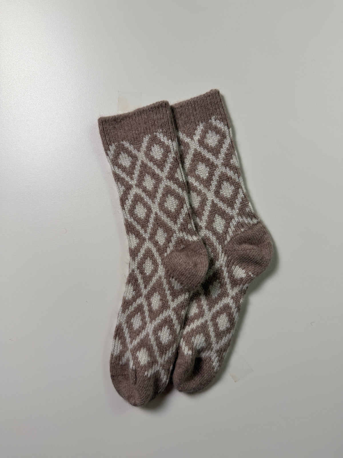Heritage Diamond Knit Socks — Taupe — IMG_8860