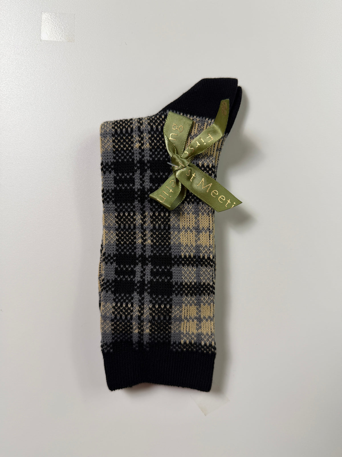 Boutique Pattern Socks — Black Plaid — IMG_8880