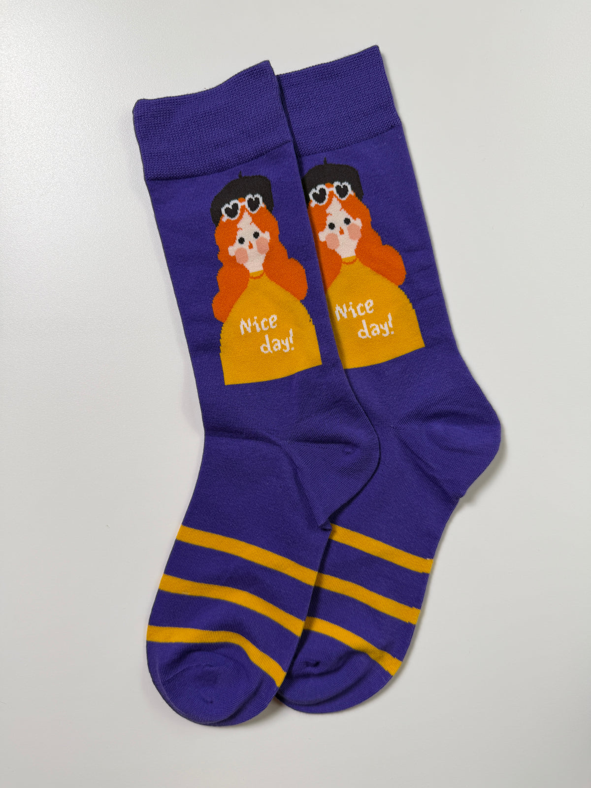 Munsel Smooth Graphic Crew Socks in Character Stripe — Purple