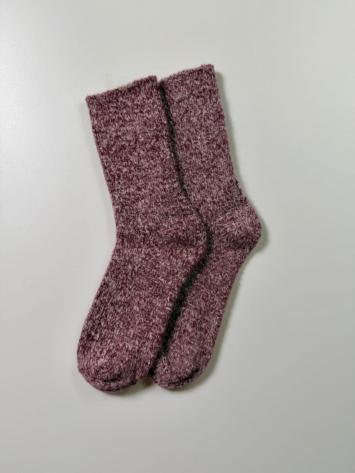 Munsel Heather Knit Crew Socks in Heather Burgundy