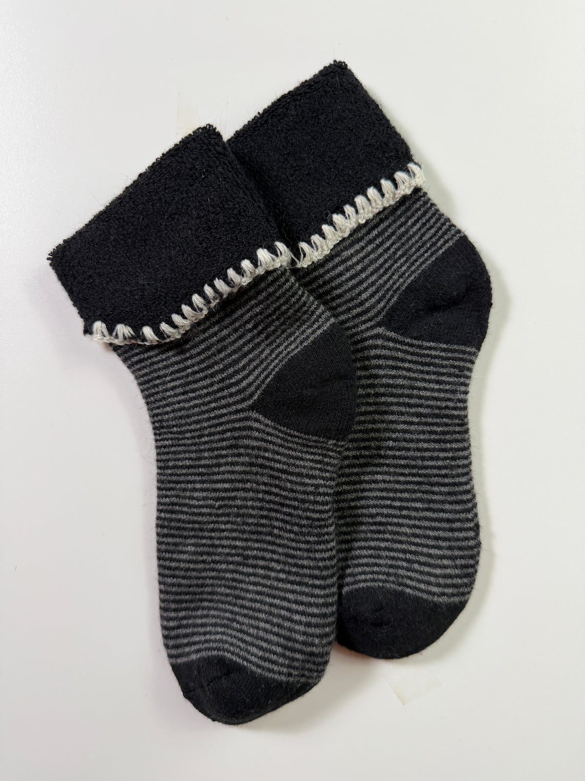 Cozy Boot Socks — Contrast Cuff Black Gray — IMG_9079