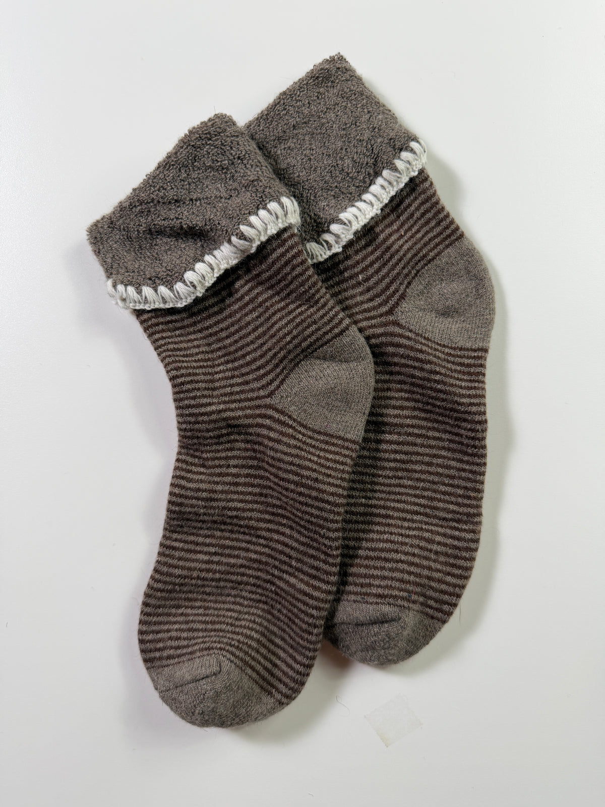 Cozy Boot Socks — Contrast Cuff Taupe Brown — IMG_9083