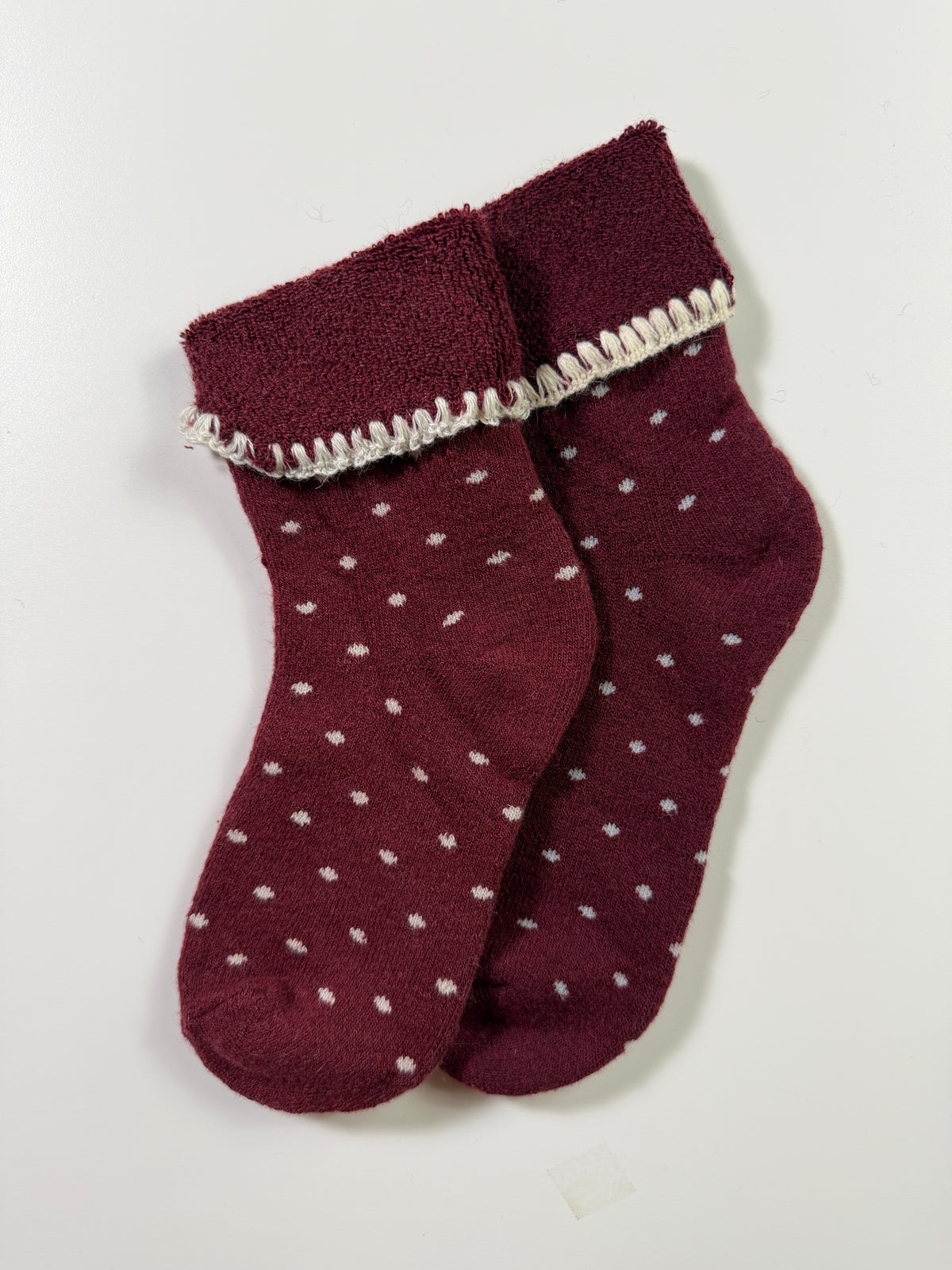 Cozy Boot Socks — Dot Burgundy — IMG_9091