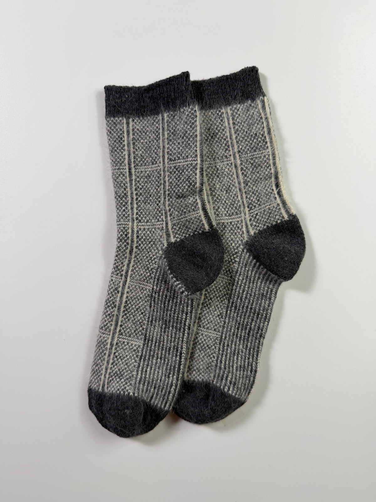 Munsel Heritage Weave Socks — Gray / Cream — IMG_8952