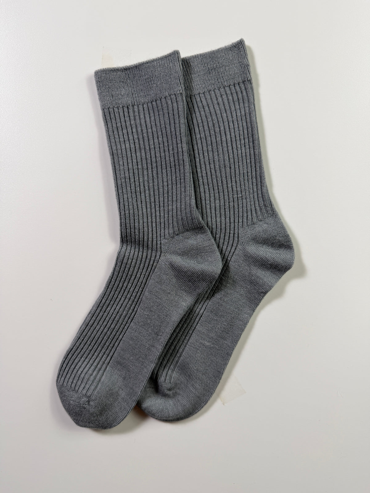 Munsel Fine Rib Crew Socks — Gray — IMG_8960