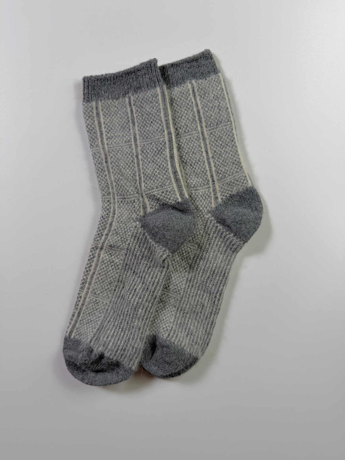 Munsel Heritage Weave Socks — Light Gray / Cream — IMG_8954
