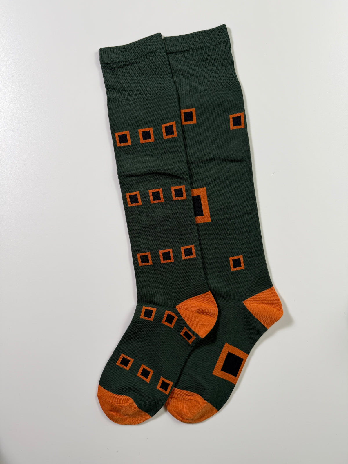Munsel Geometric Dress Socks in Forest Squares