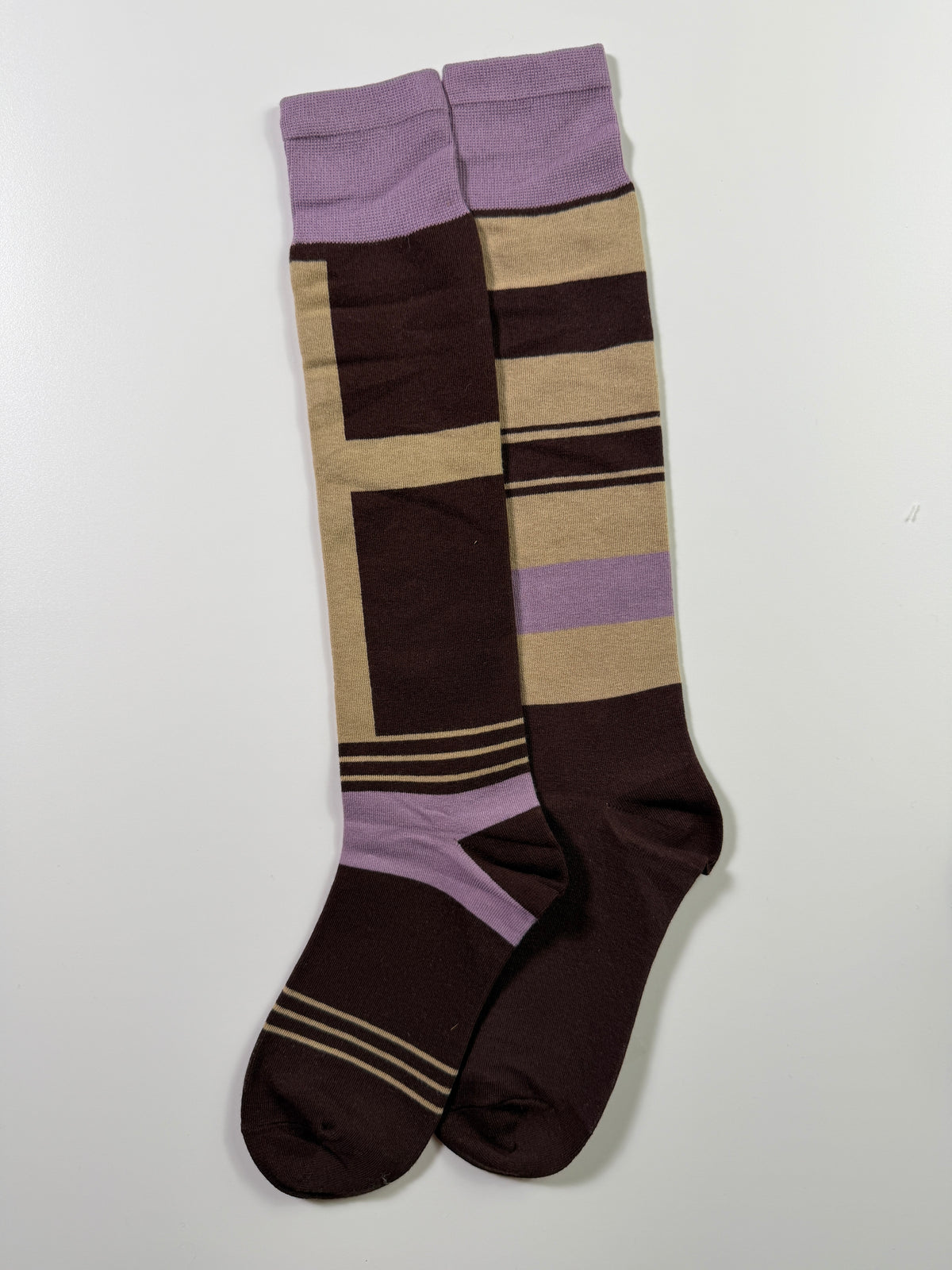 Munsel Geometric Dress Socks in Plum Blocks