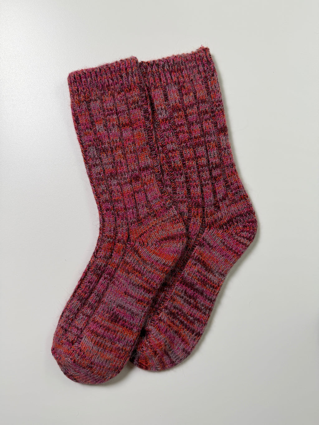 Munsel Marled Knit Socks in Red Marled