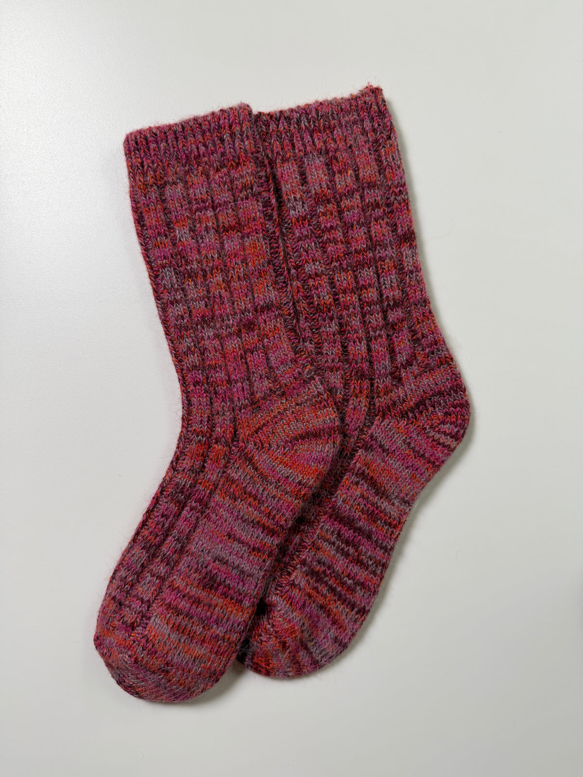 Munsel Marled Knit Socks in Red Marled