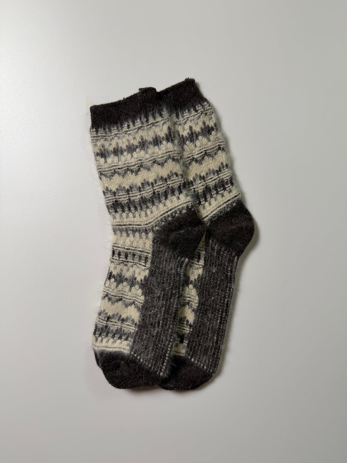 Munsel Nordic Fair Isle Socks in Brown / Cream