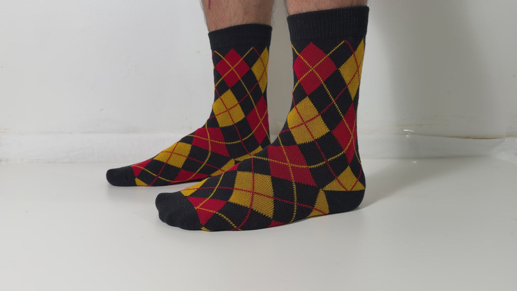 Munsel Red and Mustard Argyle Socks — on-foot video