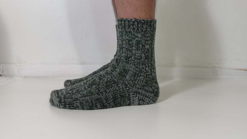 Munsel Marled Knit Socks — Green Marled — on-foot video