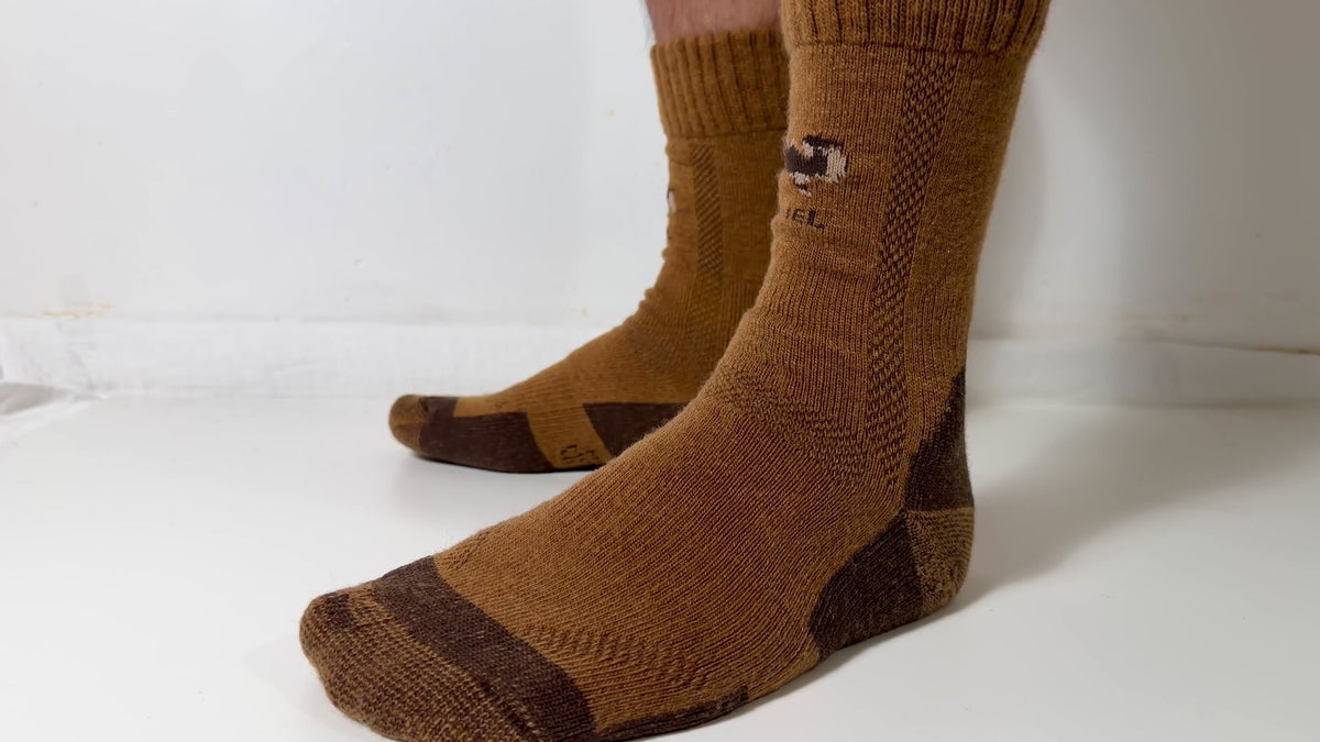 Munsel Contrast Heel Socks in Brown / Charcoal