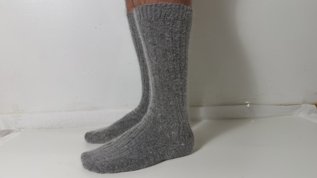 Munsel Plush Tall Socks in Gray