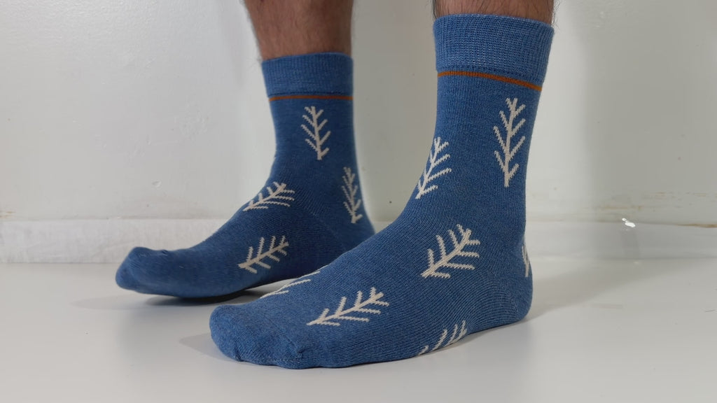 Munsel Graphic Everyday Socks — Blue Leaf — on-foot video