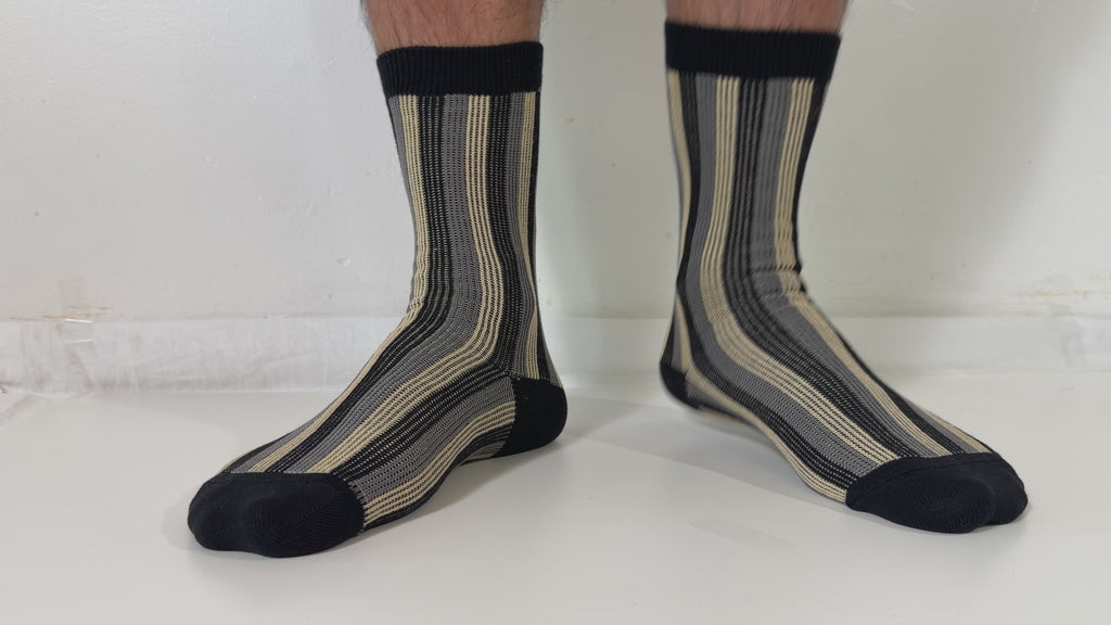 Munsel Boutique Pattern Socks in Black Stripe