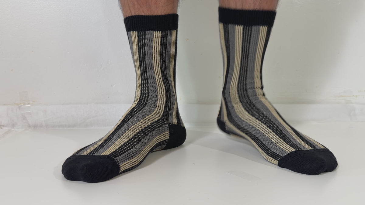 Munsel Boutique Pattern Socks in Black Stripe