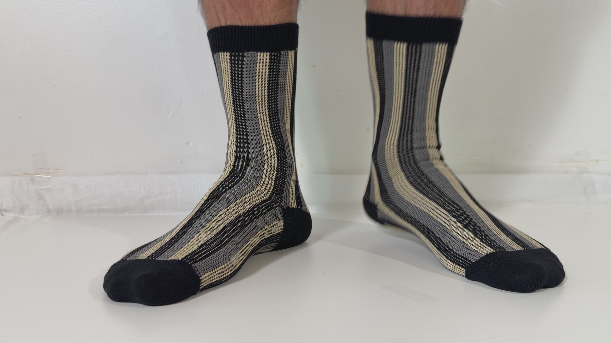 Munsel Boutique Pattern Socks in Black Stripe