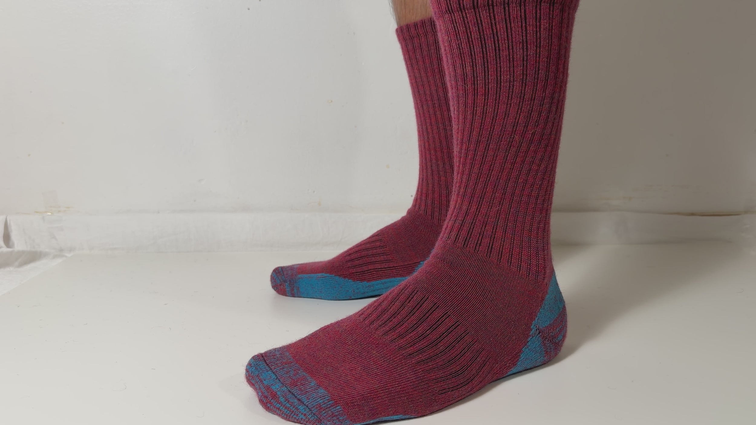 Munsel Alpine Contrast Socks in Burgundy / Blue