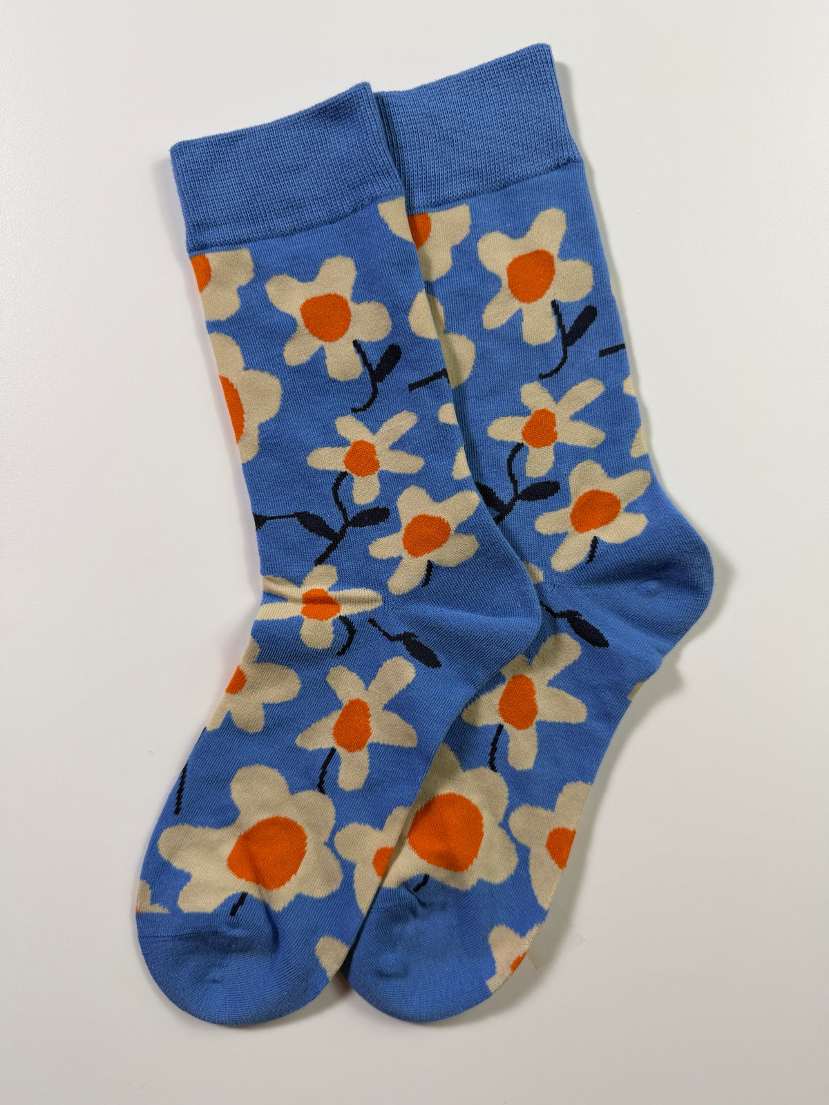 Smooth Graphic Crew Socks — Blue Floral — IMG_8998